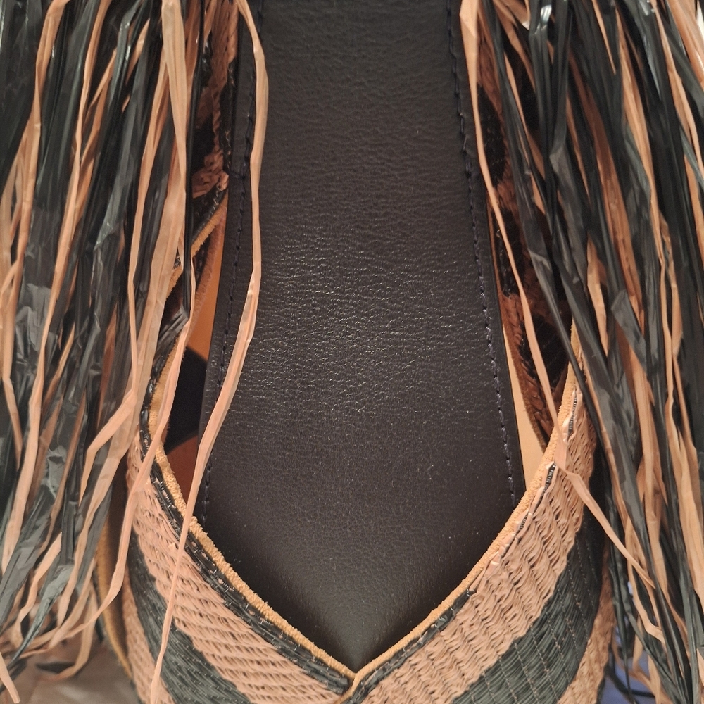 Ulla Johnson Charlotte fringe black & tapir shoulder bag with suede lining - Picture 6 of 15